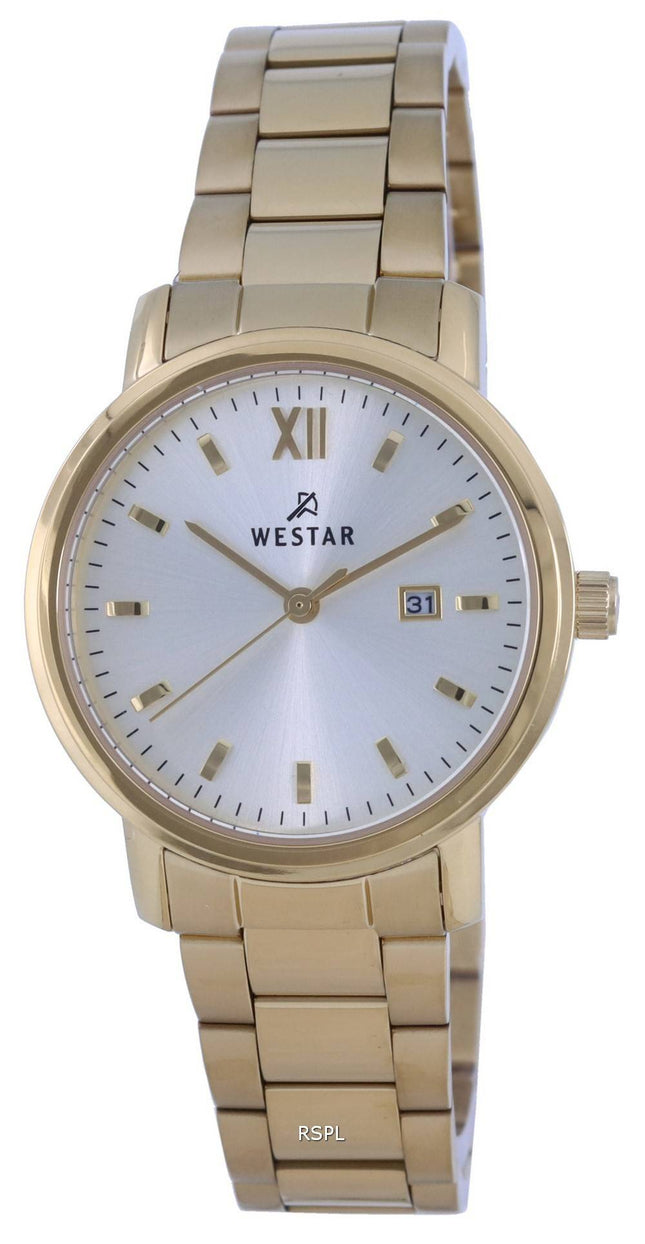 Westar White Dial Rose Gold Sävy ruostumattomasta teräksestä valmistettu kvartsi 40245 PPN 601 naisten kello