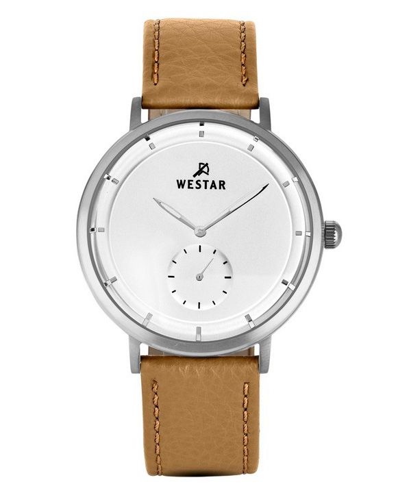 Westar profiili nahkahihna hopea kellotaulu kvartsi 50246STN187 miesten kello