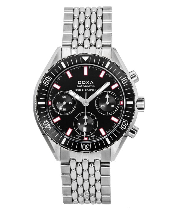Doxa Sub 200 C-Graph II Sharkhunter mustalla kellotaululla automaattinen sukeltajan 797.10.101.10 200M miesten kello lisärannekkeella