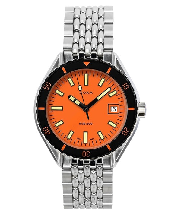 Doxa SUB 200 Professional ruostumattomasta teräksestä valmistettu oranssi kellotaulu automaattinen sukeltajan 799.10.351.10 200M miesten kello lisärannekkeella