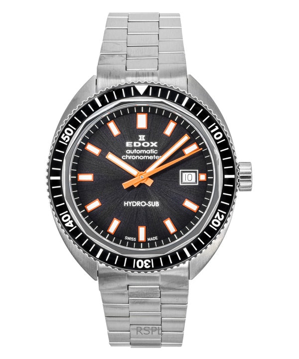 Edox Hydro-Sub ruostumattomasta teräksestä valmistettu harmaa kellotaulu automaattinen sukeltajan 801283NMGINO 300M miesten kello