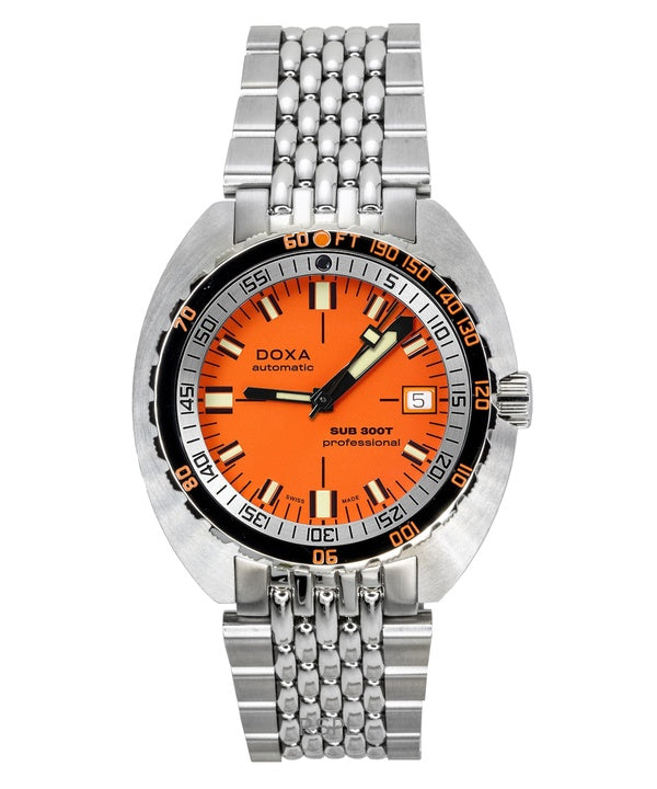 Doxa SUB 300T Aristera Professional Orange Dial Automatic Diver's 840.10.351.10 1200M miesten kello lisärannekkeella