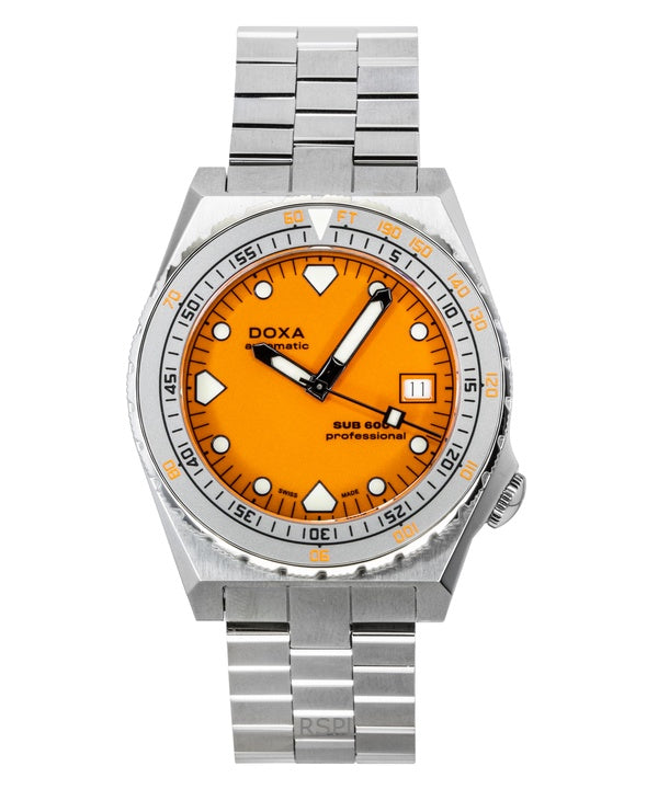 Doxa SUB 600T Professional Orange Dial Automatic Diver's 862.10.351.10 600M miesten kello lisärannekkeilla
