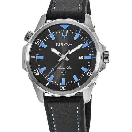 Bulova Marine Star silikoniranneke musta kellotaulu kvartsi 96B337 100M miesten kello