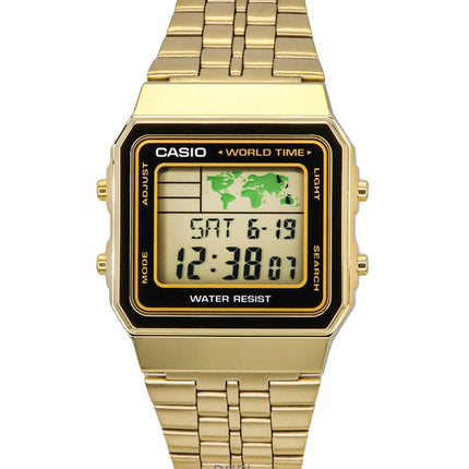 Casio Digital ruostumattoman teräksen maailman aika A500WGA 1DF A500WGA-1 Miesten kello