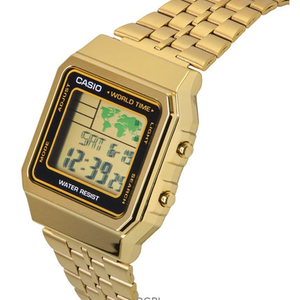 Casio Digital ruostumattoman teräksen maailman aika A500WGA 1DF A500WGA-1 Miesten kello