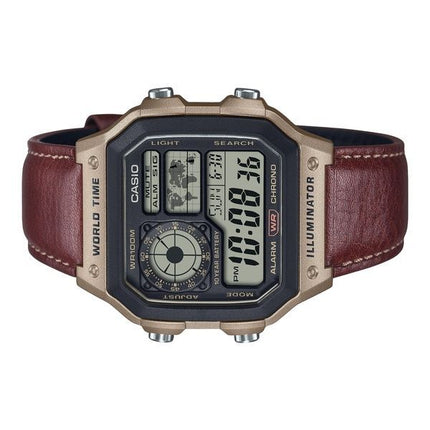 Casio Standard Digital World Time -nahkahihna kvartsi AE-1200WHL-5AV 100M miesten kello