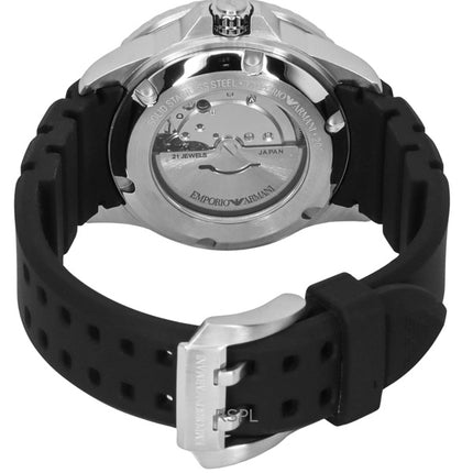 Emporio Armani Sea Explorer silikoniranneke mustalla kellotaululla automaattinen sukeltajan AR60078 200M miesten kello