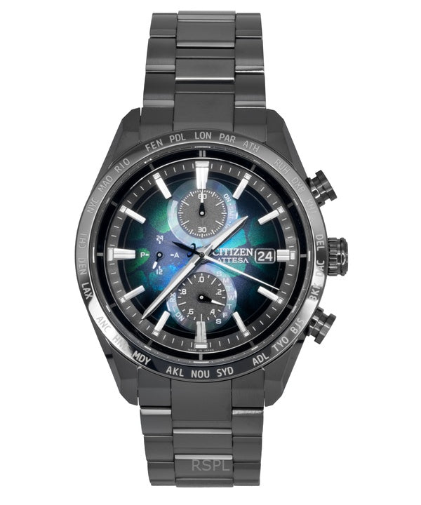Citizen Attesa Radio-Controlled Chronograph Super Titanium Multicolor Dial Eco-Drive AT8286-65E 100M miesten kello