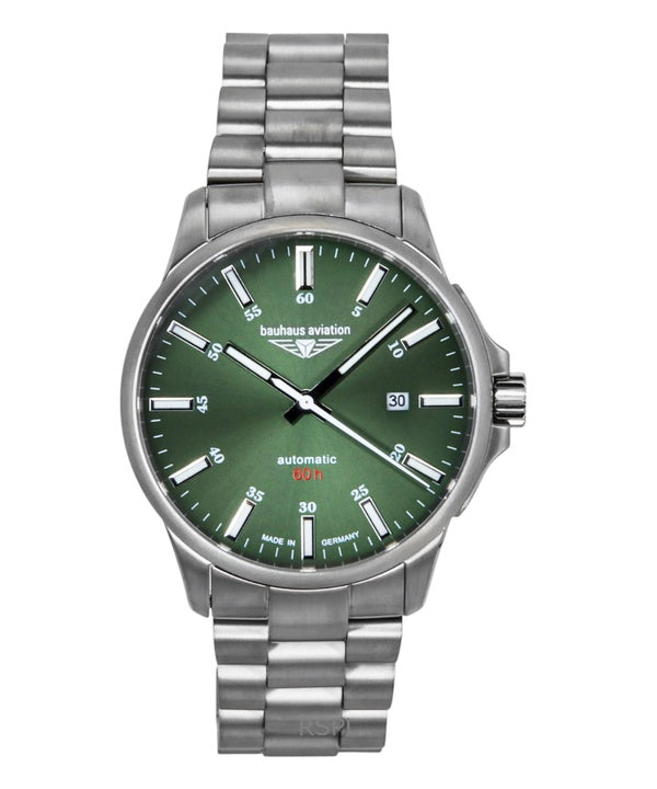Bauhaus Aviation Titanium Dark Green Dial Automatic 2864M4 100M miesten kello