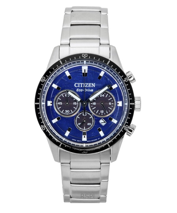 Citizen Eco-Drive Chronograph ruostumattomasta teräksestä valmistettu sininen kellotaulu CA4624-56L 100M miesten kello