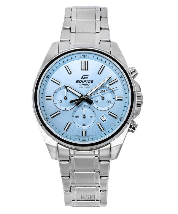 Casio Edifice analoginen standardi kronografi vaaleansininen kellotaulu kvartsi EFV-650D-2BV 100M miesten kello