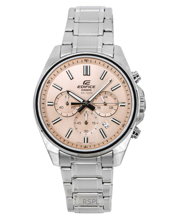 Casio Edifice analoginen standardi kronografinen vaaleanpunainen kellotaulu kvartsi EFV-650D-4AV 100M miesten kello
