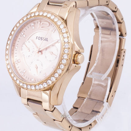Fossiilisten Riley monitoimilaitteet Crystal Rose Gold ES2811 naisten kello