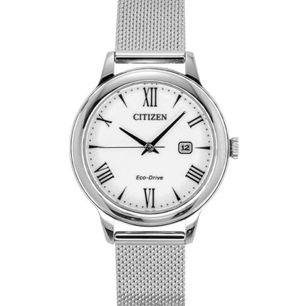 Citizen Elegance ruostumattomasta teräksestä valmistettu valkoinen kellotaulu Eco-Drive EW2621-75A 100M naisten kello