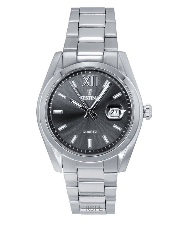 Festina Classic ruostumattomasta teräksestä valmistettu harmaa kellotaulu kvartsi F20707-3 miesten kello