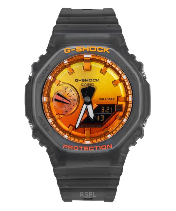 Casio G-Shock analoginen digitaalinen hartsiranneke oranssilla kellotaululla kvartsi GA-2100FLS-8A4 200M miesten kello