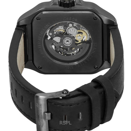 Ingersoll Ollie -nahkahihnalla, mustalla luurankokellotaululla, automaattinen I14504 miesten kello