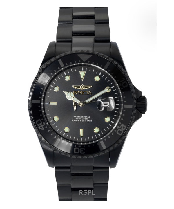 Invicta Pro Diver Zager Exclusive ruostumattomasta teräksestä valmistettu musta kellotaulu kvartsi 23402 200M miesten kello