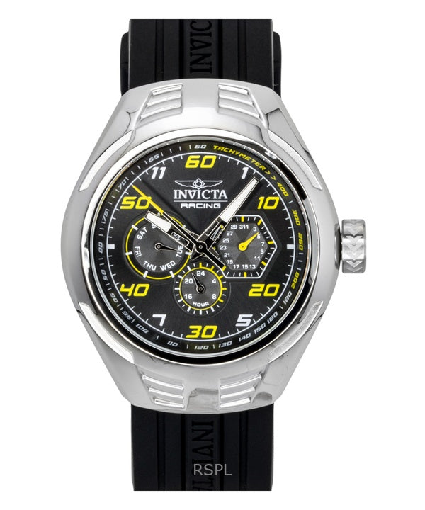 Invicta Racing silikonirannekkeen musta kellotaulu kvartsi 47724 miesten kello