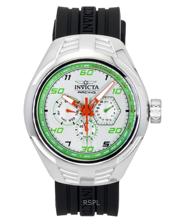Invicta Racing silikonirannekkeen hopeinen kellotaulu kvartsi 47726 miesten kello
