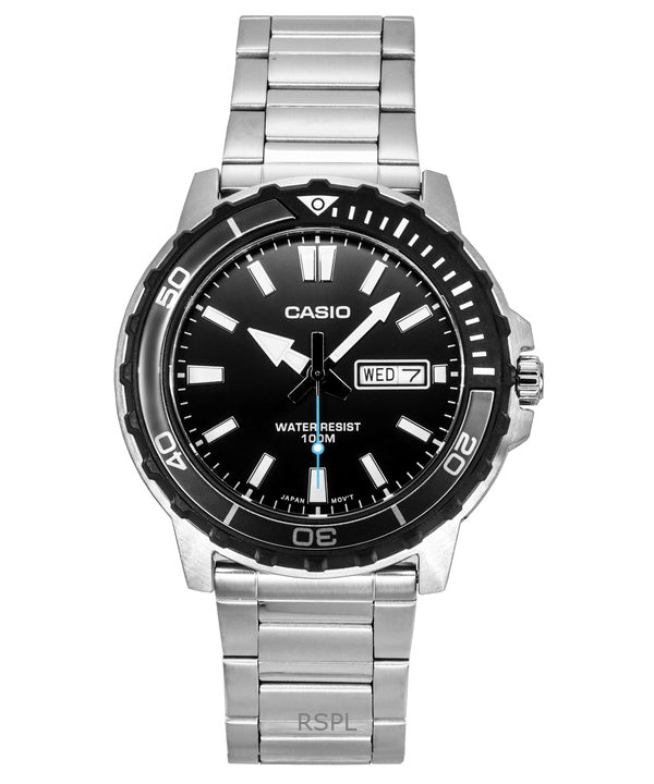 Casio Standard Analog Ruostumattomasta Teräksestä Musta Kellotaulu Quartz MTD-125D-1A3V 100M Miesten Kello