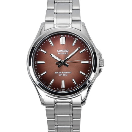 Casio Standard Analoginen ruostumattomasta teräksestä valmistettu ruskea kellotaulu aurinkopaneeli MTS-RS100D-5A miesten kello