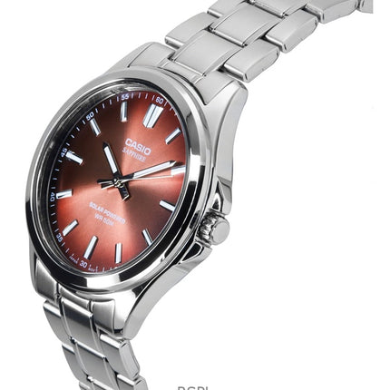 Casio Standard Analoginen ruostumattomasta teräksestä valmistettu ruskea kellotaulu aurinkopaneeli MTS-RS100D-5A miesten kello