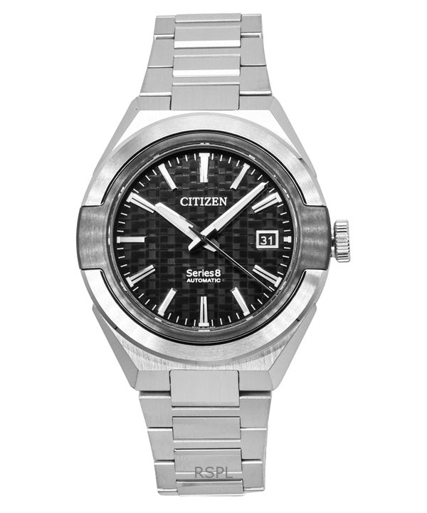 Citizen Series 8 870 ruostumattomasta teräksestä valmistettu musta kellotaulu automaattinen NA1036-56E 100M miesten kello