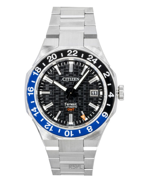 Citizen Series 8 GMT ruostumattomasta teräksestä valmistettu musta kellotaulu automaattinen NB6031-56E 100M miesten kello