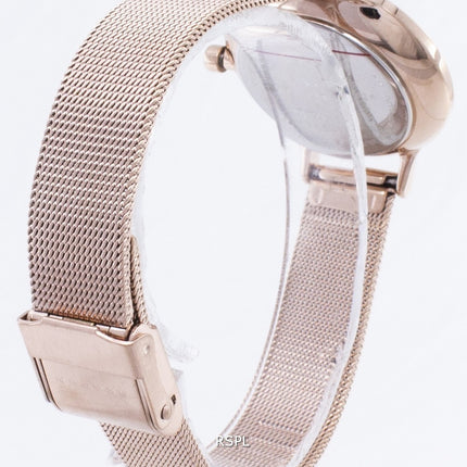 Skagen Anita hopeinen Kelloaulu Crystal Rose kulta-Tone Mesh rannekoru SKW2151 naisten kello