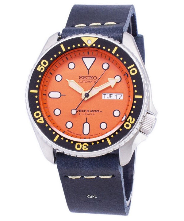 Seiko automaattinen SKX011J1 LS15 Diver 200M tummansininen nahka hihna Miesten Kello