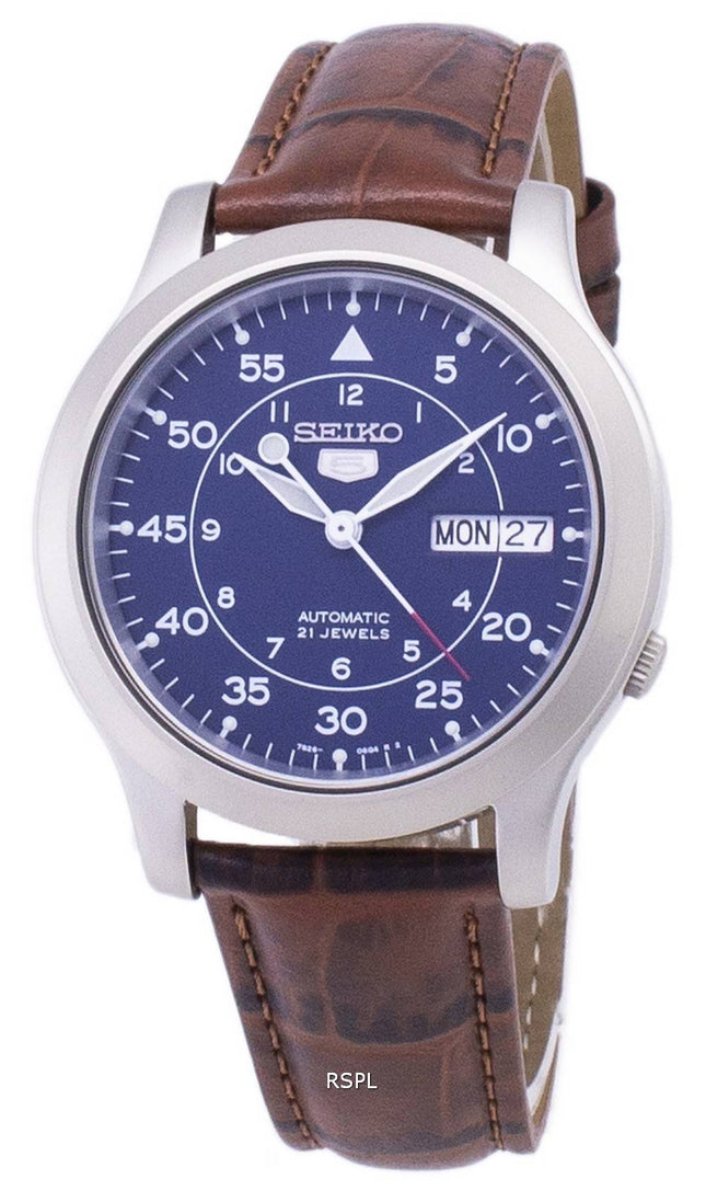 Seiko 5 sotilaallisen SNK807K2 SS2 automaattinen ruskea nahka hihna Miesten Kello