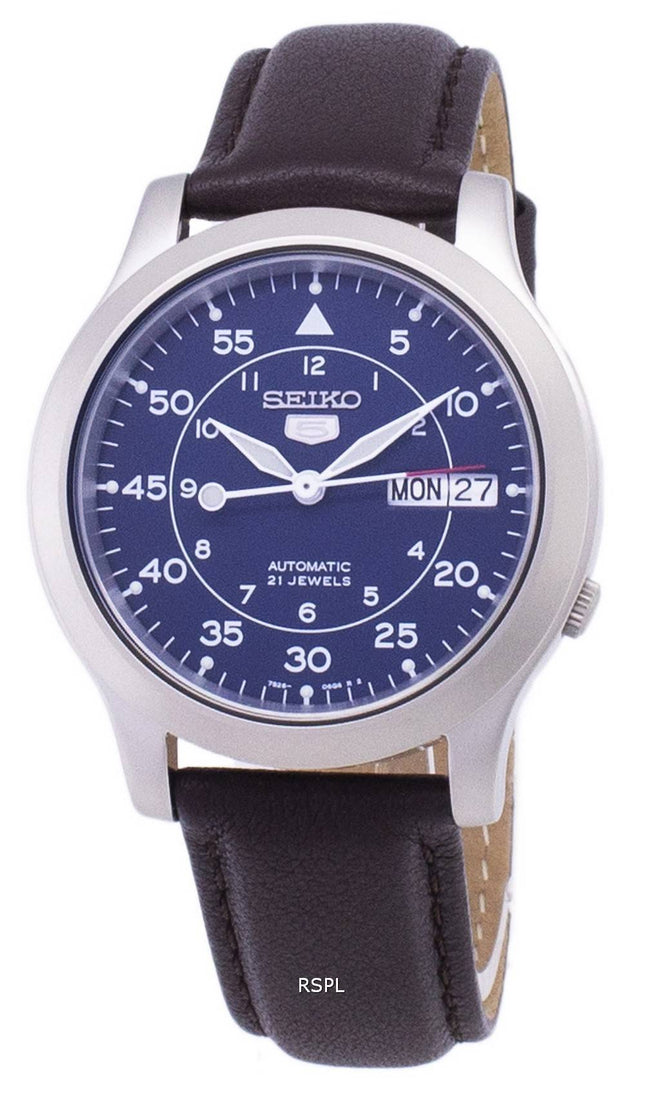 Seiko 5 sotilaallisen SNK807K2 ek4 automaattinen ruskea nahka hihna Miesten Kello
