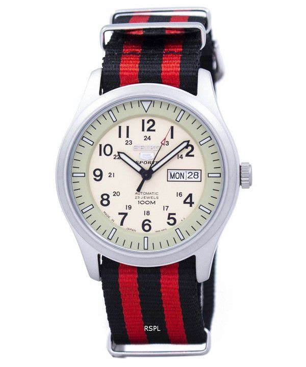 Seiko 5 urheilu sotilaallisen automaattinen Japanissa valmistettu Naton hihna SNZG07J1 NATO3 Miesten Kello