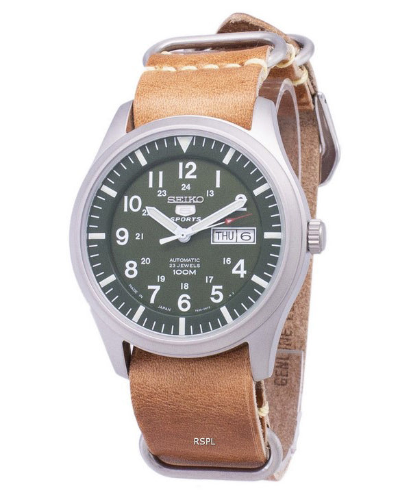 Seiko 5 urheilu SNZJ09J1 LS18 Japanissa valmistettu ruskea nahka hihna Miesten Kello