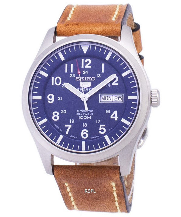 Seiko 5 urheilu SNZG11J1 LS17 automaattinen ruskea nahka hihna Miesten kello
