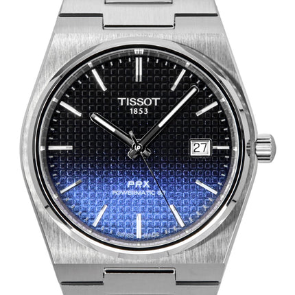 Tissot PRX Powermatic 80 Gradient ruostumattomasta teräksestä valmistettu musta kameleonttikellotaulu automaattinen T137.407.11.051.01 100M miesten kello