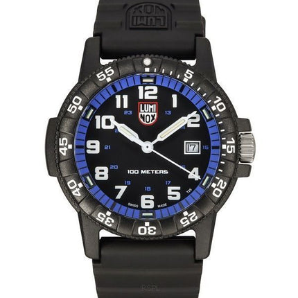 Luminox nahkaselkä SEA Turtle jättiläinen polyuretaanihihna musta ja sininen kellotaulu Sveitsin kvartsi XS.0324 100M miesten ke