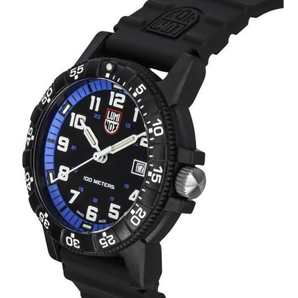 Luminox nahkaselkä SEA Turtle jättiläinen polyuretaanihihna musta ja sininen kellotaulu Sveitsin kvartsi XS.0324 100M miesten ke