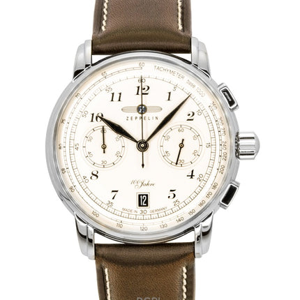 Zeppelin 100 Jahre Chronograph nahkaranneke beige kellotaulu Quartz 76746 miesten kello