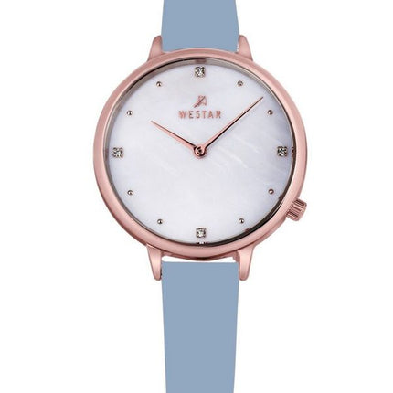 Westar Zing Crystal Accents Nahkahihna Valkoinen Mother Of Pearl Kellotaulu Quartz 00133PPN681 Naisten kello