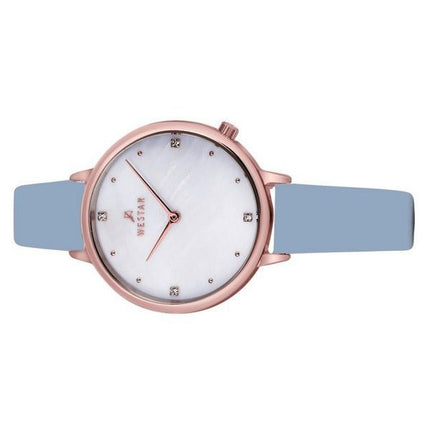 Westar Zing Crystal Accents Nahkahihna Valkoinen Mother Of Pearl Kellotaulu Quartz 00133PPN681 Naisten kello