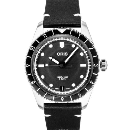 Oris Divers Sixty Five 12H nahkaranneke mustalla taululla automaattinen 01 400 7772 4054-07 5 20 82 100M miesten kello