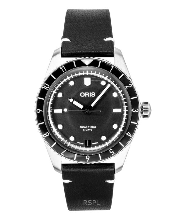Oris Divers Sixty Five 12H nahkaranneke mustalla taululla automaattinen 01 400 7772 4054-07 5 20 82 100M miesten kello