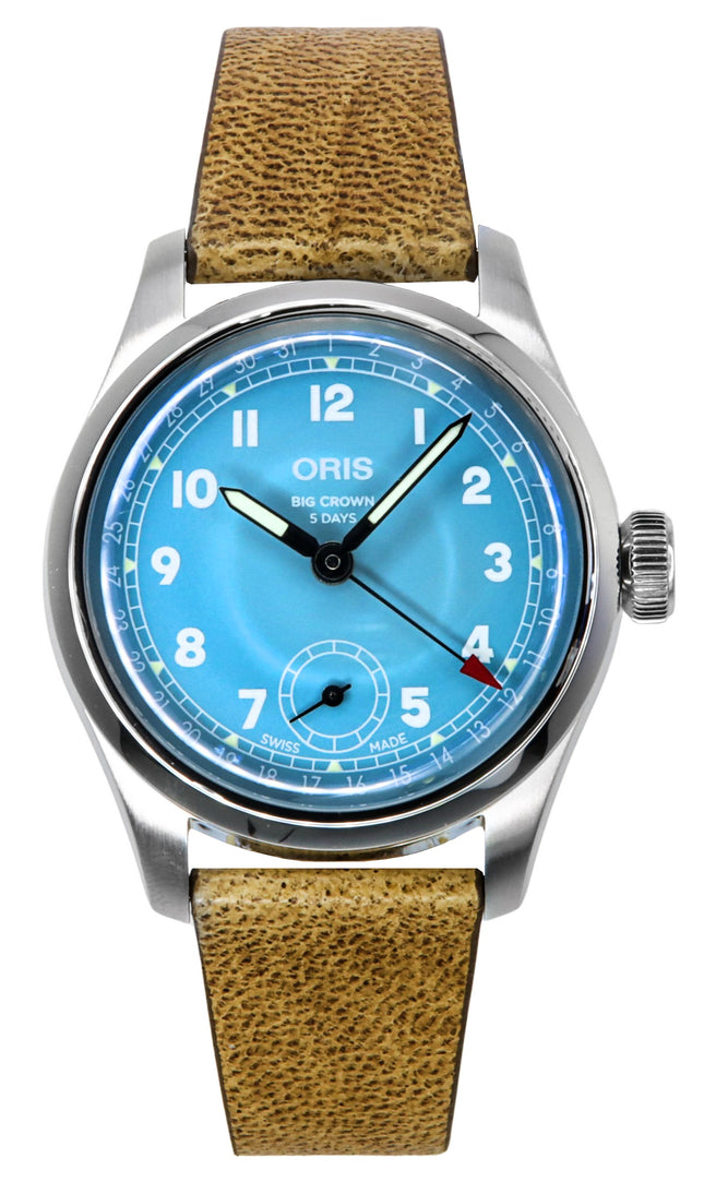 Oris Big Crown Pointer päivämäärä nahkahihna, sininen kellotaulu, automaattinen 01-473-7786-4065-07-5-19-22FC miesten kello