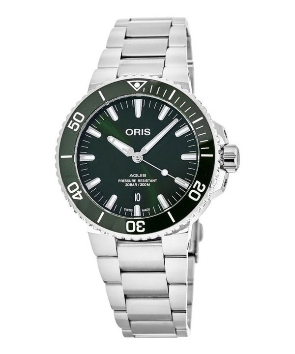 Oris Aquis ruostumattomasta teräksestä vihreä kellotaulu automaattinen sukeltaja 01 733 7766 4157-07 8 22 05PEB 300M miesten kel