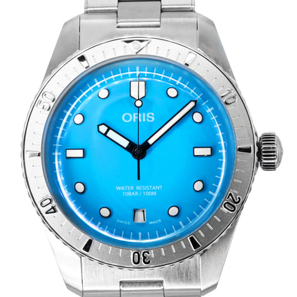 Oris Divers Sixty-Five Cotton Candy ruostumattomasta teräksestä valmistettu sininen kellotaulu automaattinen 01-733-7771-4055-07-8-19-18 100M unisex-kello