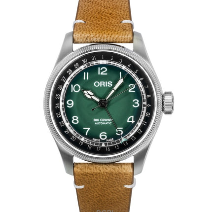 Oris Big Crown Cervo Volante nahkaranneke vihreällä kellotaululla automaattinen 01-754-7779-4067-set miesten kello