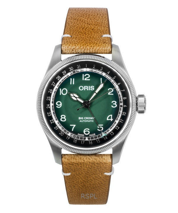 Oris Big Crown Cervo Volante nahkaranneke vihreällä kellotaululla automaattinen 01-754-7779-4067-set miesten kello